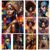 5D Diy Diamond Painting African Black Female Portrait Wall Art Mosaic Embroidery Girl Colored Painting Living Room Decoration