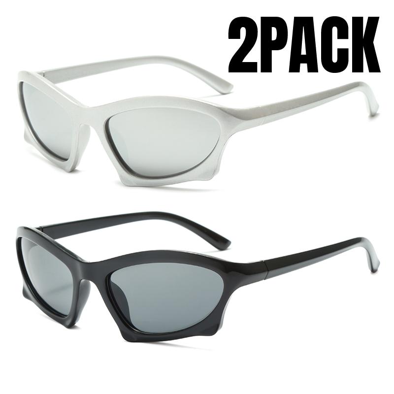 2 ШТ. Спортивные Солнцезащитные Очки Женские Y2K Тренды Панк Солнцезащитные Очки Мужские Ретро 2000-е Роскошный Бренд Цельные Специальной Формы