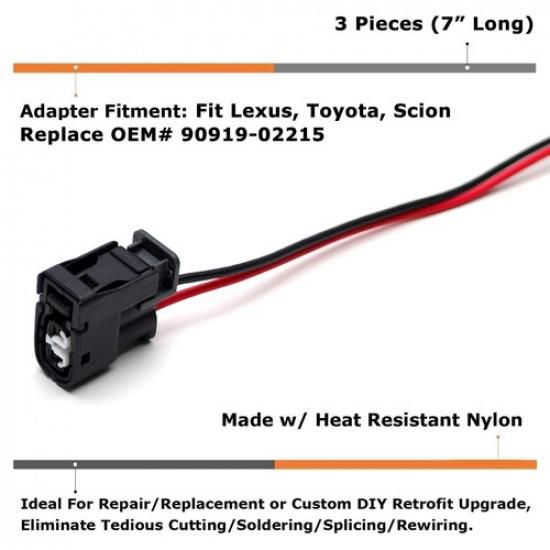 3-Pack Engine Ignition Coil Connector w/6" Pigtail Wire For Lexus Toyota 3.0L V6