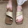 Fashion Women Heeled Sandals Clip Toe Casual Shoes Woman Square Toe Loafers 2025 Trend Summer Weave Flip Flops Soft Sole Comfort Zapatos