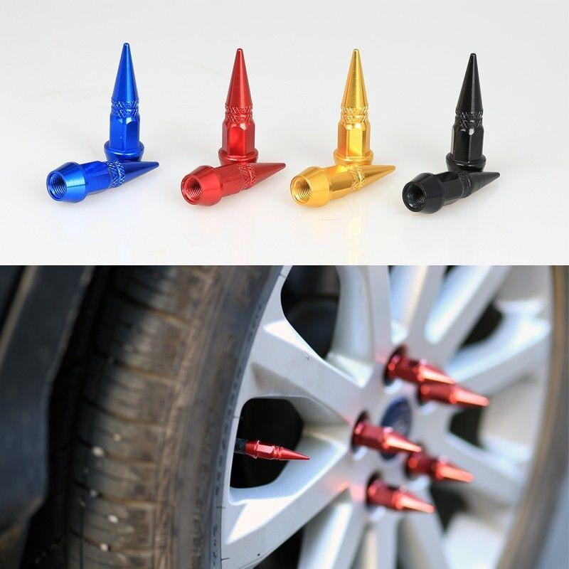 4x Long Valve Stem Caps Metal Thread Kit/Set For Wheel/Tires Titanium