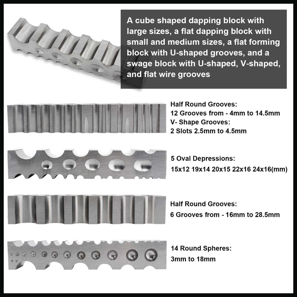 Многоцелевой набор для формовки металла из 50 предметов с блоком, наковальней и обжимным инструментом для изготовления ювелирных изделий, инструмент для формовки металла
