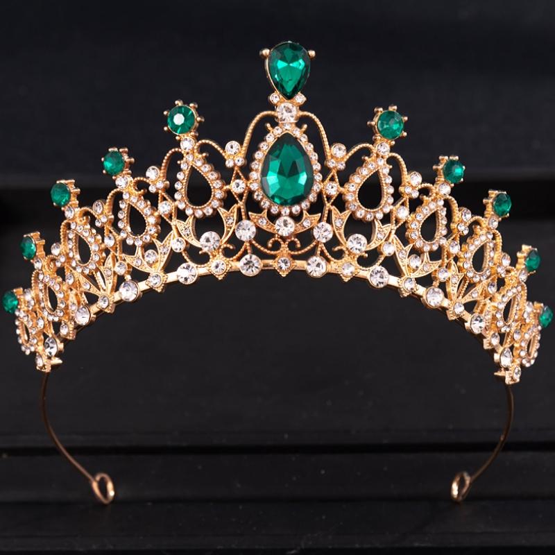 Baroque Vintage Princess Queen Bridal Crown Headwear Crystal Tiara For Women Wedding Crown Hair Dress Accessories Jewelry Crown
