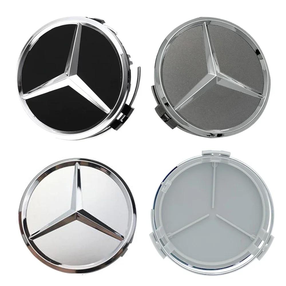 New For Mercedes Benz 4pcs 75mm Car Wheel Center Caps Rims Hub Caps For Mercedes Benz W204 205 A B C E S CLA CLK ML GLK GLA GLB