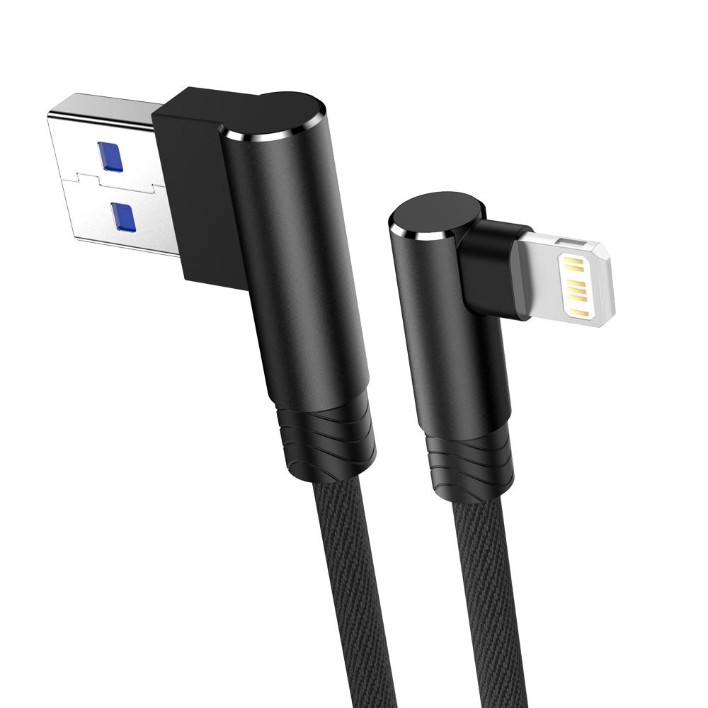 90-градусный USB-кабель для iPhone 14 13 12 11 Pro Max Xs X XR 6 6s 7 8 Plus iPad Mini 3A кабель для быстрой зарядки и передачи данных для зарядного устройства iPhone