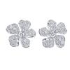 Huitan Fancy Flower Shaped Women's Stud Earrings with White Cubic Zirconia Bling Bridal Wedding Ceremony Party Fashion Jewelry