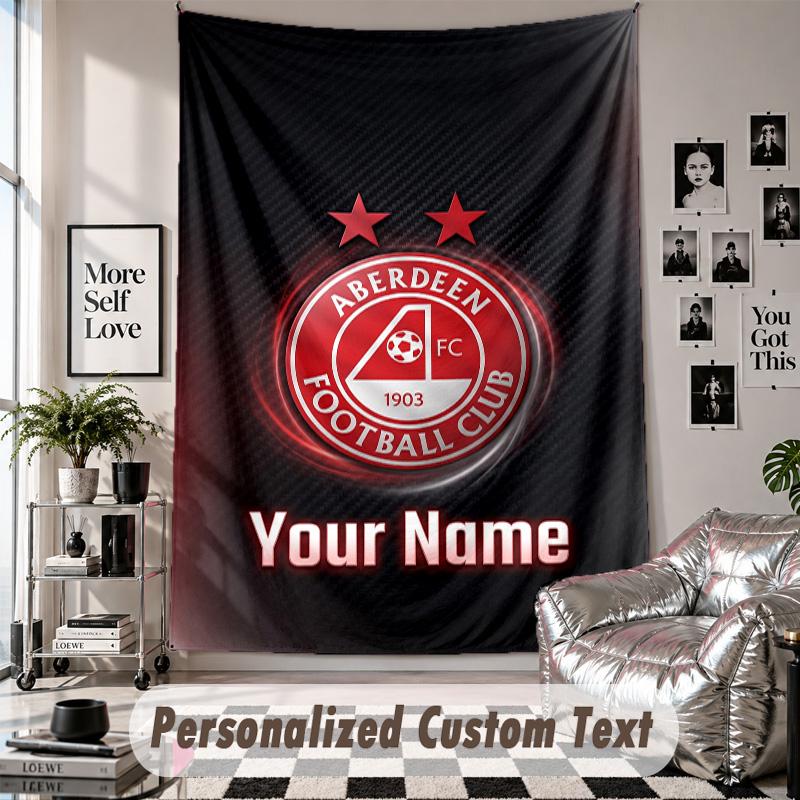 Custom Tapestry Wall Hanging, Aberdeen FC Personalized Name Text Home Wall Decor