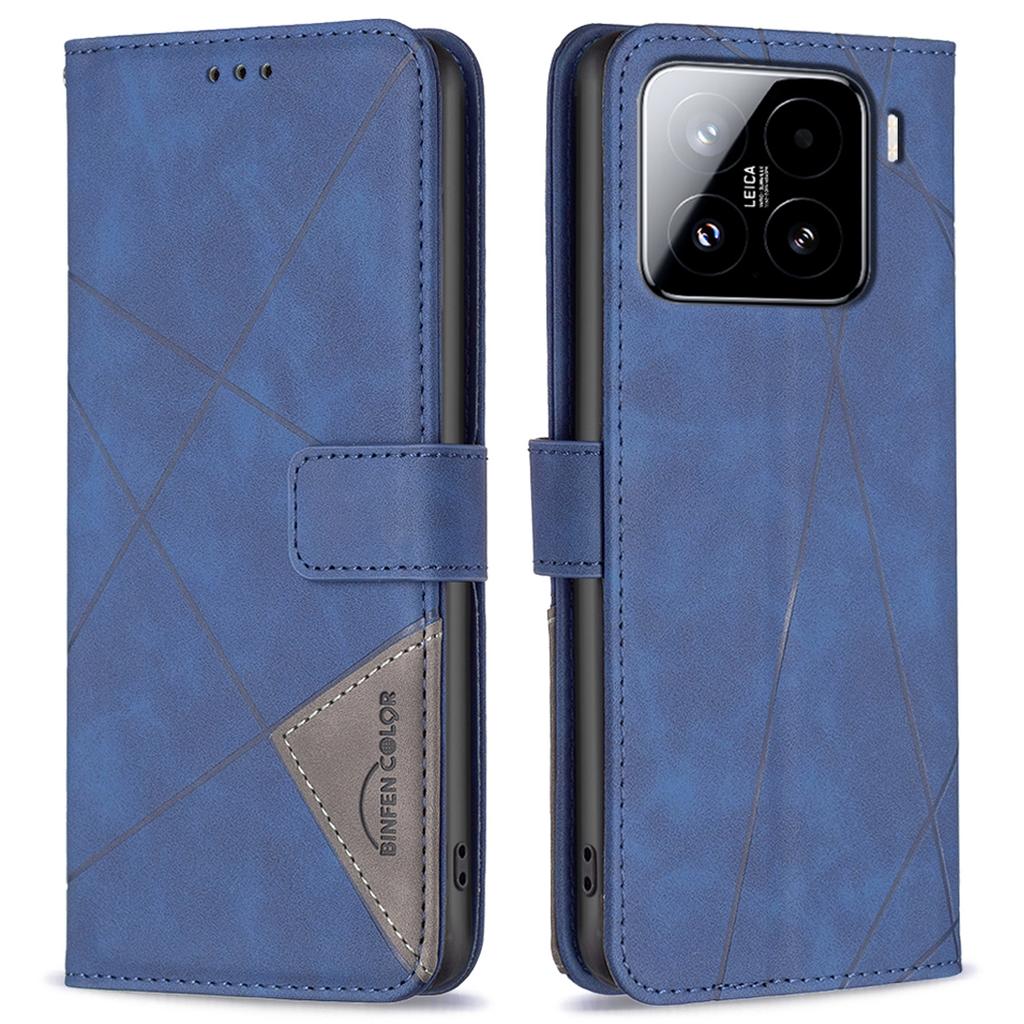 BINFEN COLOR For Xiaomi 15 Pro Phone Cases Wallet Stand Geometry Imprinted Leather Cover