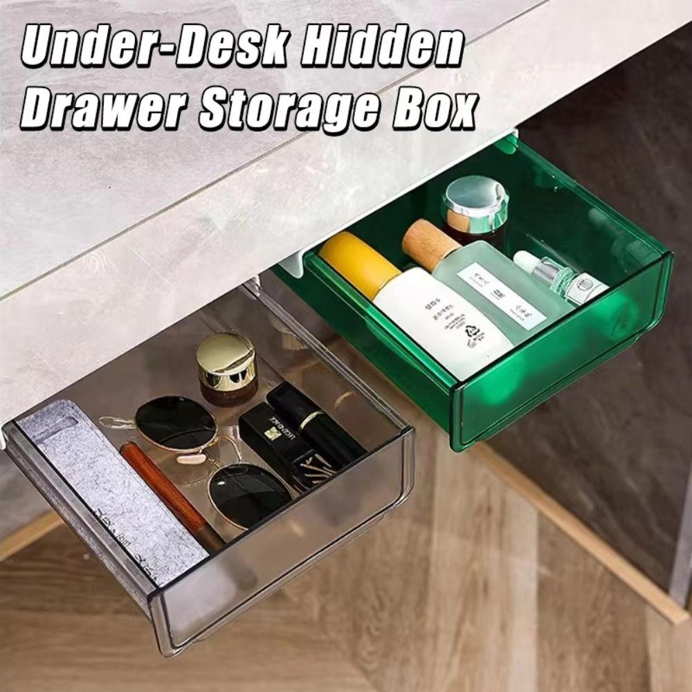 Slide Out Tray Under Desk Drawer Clear Desk Supplies Holder Stationery Storage Tray Memo Rack