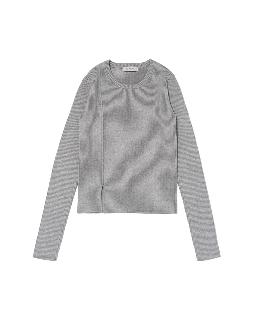 ROIDESROIS Scarf Set Round Neck Ribbed Knit (Gray)