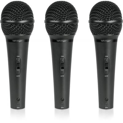 Behringer Динамический микрофон с кейсом для переноски и переключателем ВКЛ/ВЫКЛ Набор из 3 штук XM1800S черный