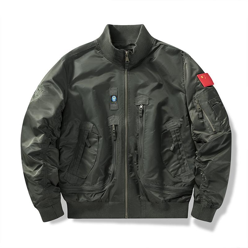 Мужская тактическая куртка-бомбер с воротником-стойкой на осень-зиму – Бейсбольная форма в стиле пилота ВВС