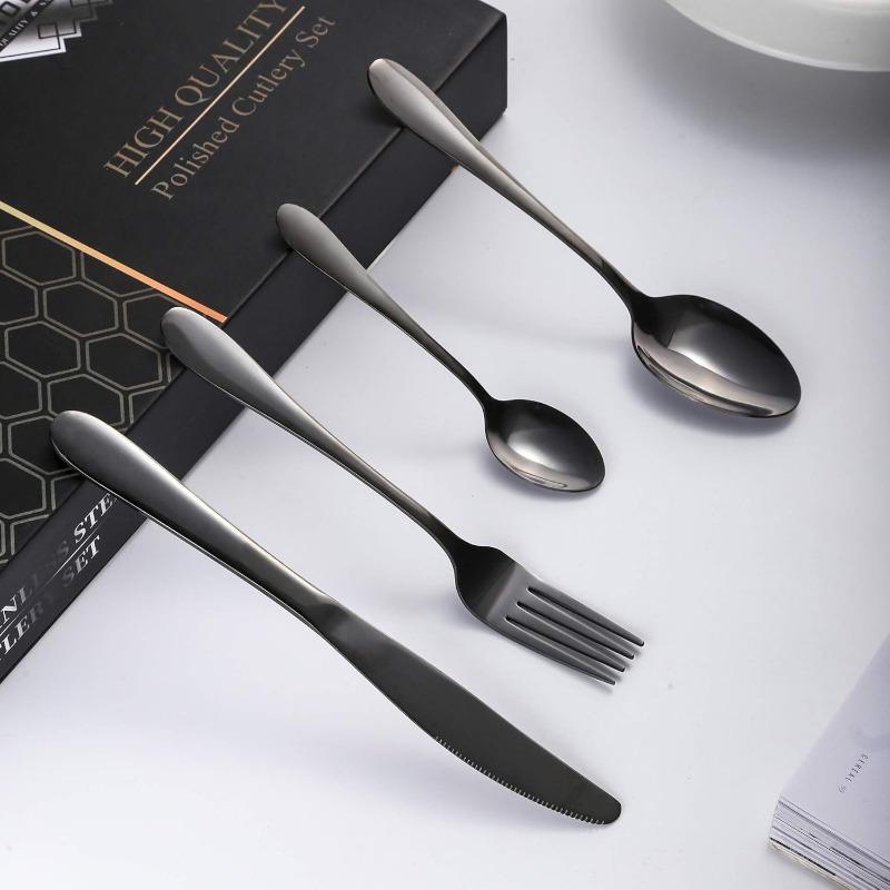 24pcs Silverware Set with Steak Knives Forks Spoons,Stainless Steel Tableware Cutlery Service for 6,Dishwasher Safe