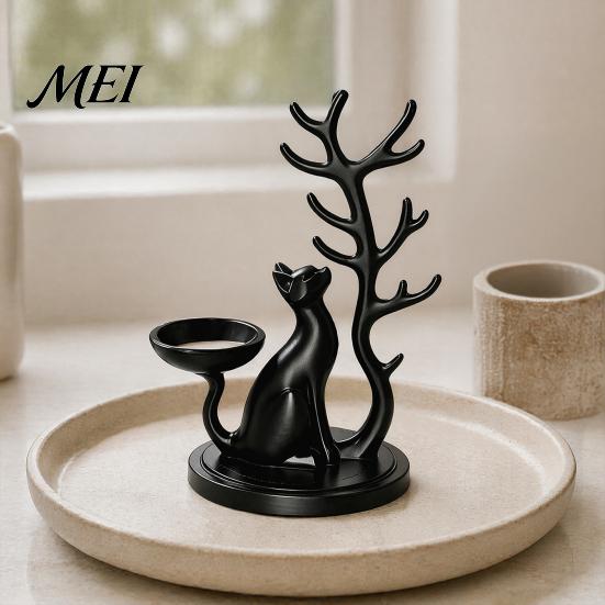 Small Countertop Organizer Cute Cat Tree Branch Jewelry Organizer, 3D Printed Earring Bracelet Hair Gifts for Lovers Tie Storage Holder, Decorative