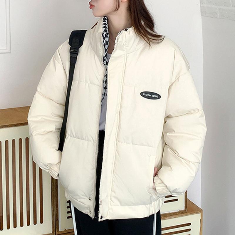 Новая зимняя пуховая хлопковая куртка, женская свободная стеганая куртка на молнии, женская однотонная утолщенная теплая парка-пуховик, куртки