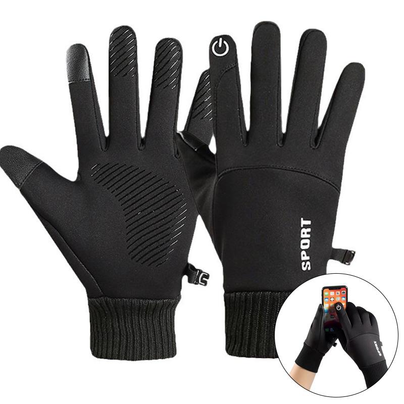 Зимние теплые перчатки для снега, для велоспорта на открытом воздухе, полнопалые перчатки с сенсорным экраном, водонепроницаемые флисовые перчатки для бега, катания на лыжах, мотоцикла