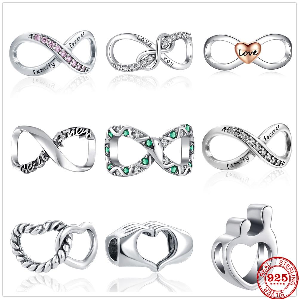 Новый Бесконечность семьи навсегда люблю тебя лучший друг Шарм DIY тонкие бусины подходят оригинальные подвески серебро 925 браслет ювелирные изделия