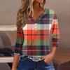 Women's T Shirt Tee Printed Button 3/4 Sleeve Tunic Daily Weekend Fashion Basic V- Neck Regular Top