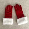 Short Holiday Mitten Plush Velvet Gloves Fashion Christmas Red Gloves  for Costumes