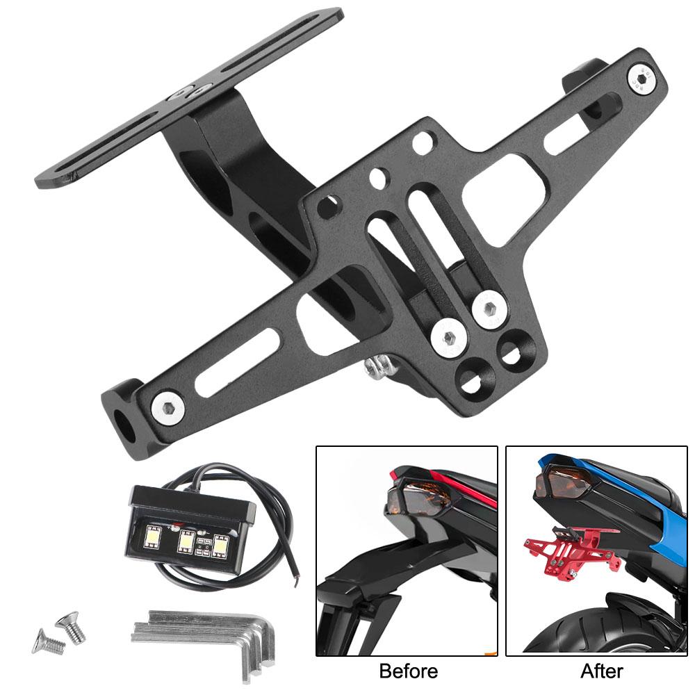 Кронштейн номерного знака мотоцикла, держатель заднего фонаря указателя поворота, CNC, светодиодная подсветка, алюминиевые комплекты для удаления крыла, универсальные
