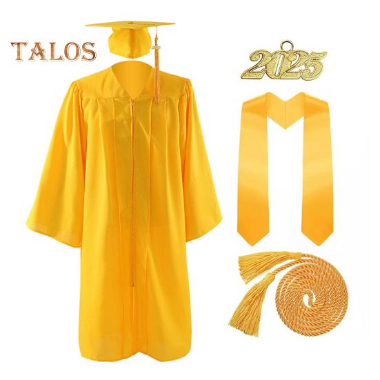 1 комплект академической униформы включает в себя шапку, шаль, почетный канат, мантию с V-образным вырезом и рукавами «летучая мышь», комплект из выпускной шапочки и мантии 2025 года для памятных выпускных мероприятий