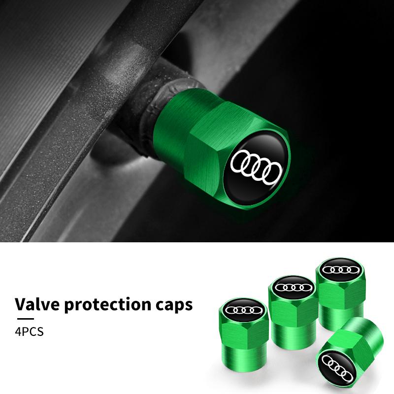New 4Pcs Car Wheel Tire Valve Caps Air Stem Covers Accessories For 1s S RS Line S7 S8 S5 S6 Quattro RS3 RS4 A6 A7 A8 QRS5 RS6