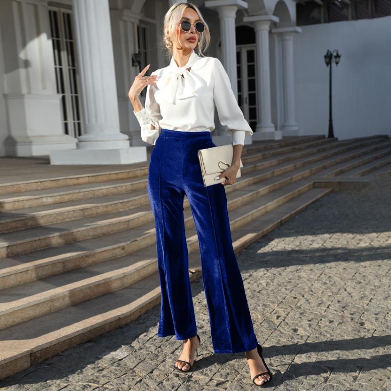 Осенне-зимние женские повседневные брюки Collage Golden Velvet с микроукороченными краями и высокой талией