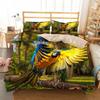 Macaw Bedding Set King/Queen Size Colourful Parrot Duvet Cover Boys Natural Tropical Green Plant Bird Polyester Quilt Cover