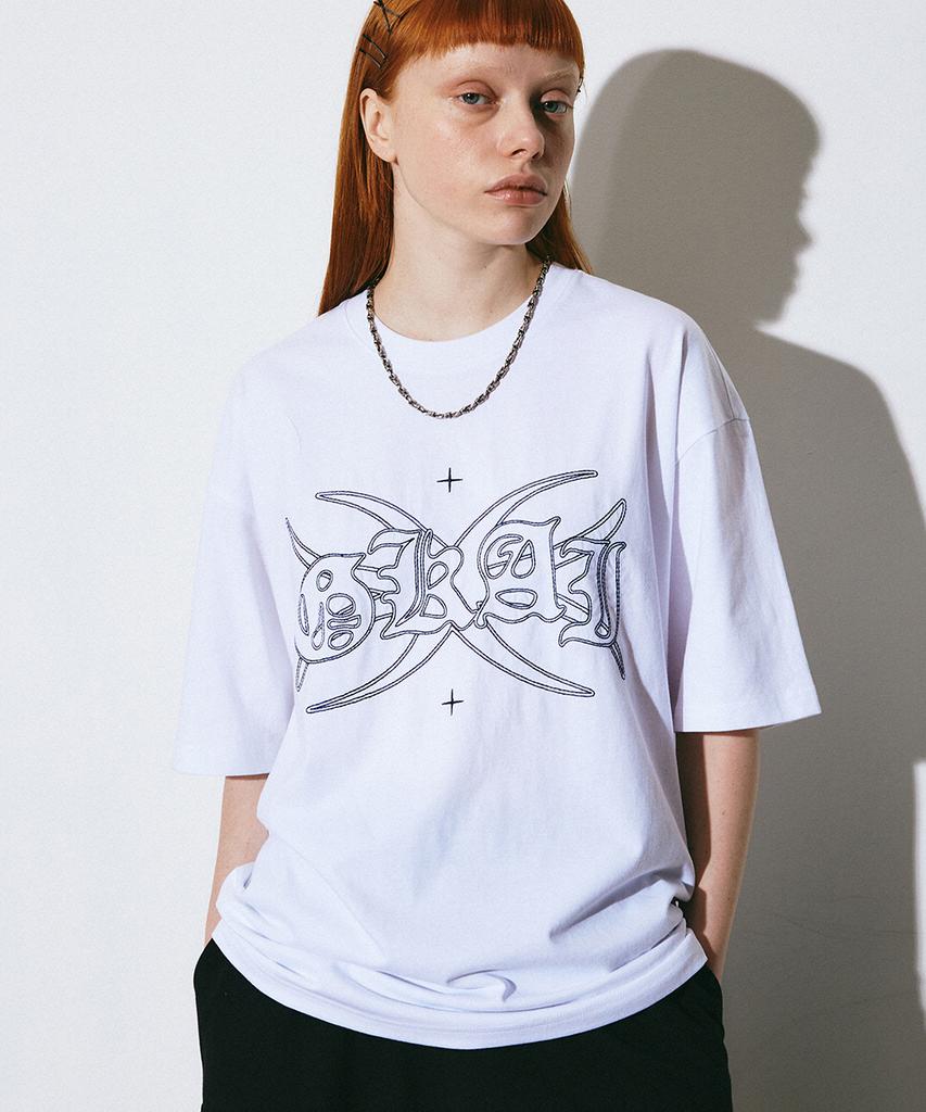 GAKKAI UNIONS Cut-Off Stitch Short Sleeve T-Shirt White