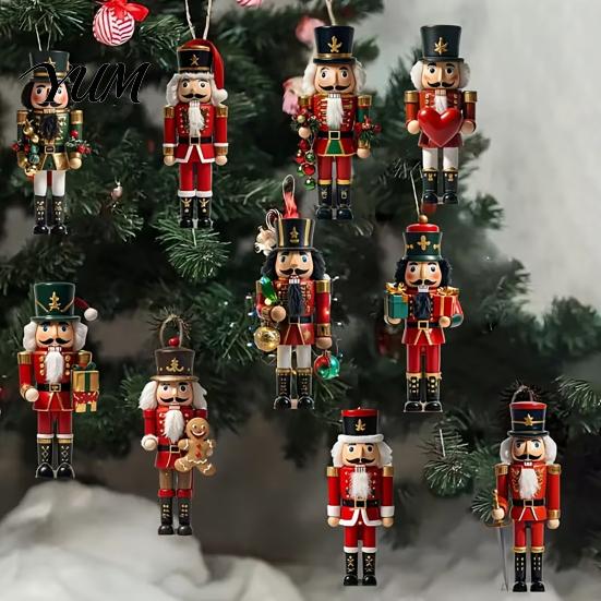 Waterproof Wood Xmas Tree Hanging Christmas Nutcracker Ornaments, Durable Wooden Figurines, Country Style Pendant Decorations Decorations, Pendants