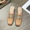 Elegant Women Summer Flip Flops Chain Square Toe Slippers Sandals Shoes Woman Casual Slides Mules Babouche Slippers Shoes Mujer
