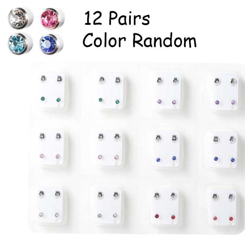 12 пар набор серег-гвоздиков из хирургической стали, медицинские серьги, наборы инструментов для пирсинга, женские серьги-гвоздики для пирсинга