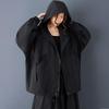 Винтажные черные куртки с капюшоном больших размеров для женщин Верхняя одежда повседневная свободная весенне-осенняя куртка-пальто
