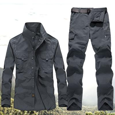 Четыре сезона весна осень плюс размер мужская быстросохнущая куртка + удобные брюки комплект из двух предметов одежда для альпинизма на открытом воздухе спортивная одежда рабочая одежда