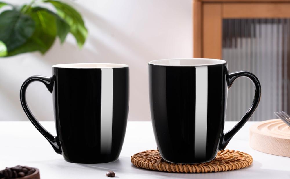 1 Pack Coffee Mug Ceramic Coffee Cups Ceramic 350ml Large Coffee Mug for Latte Tea Cappuccino Cocoa-Microwavable Black Red Cup
