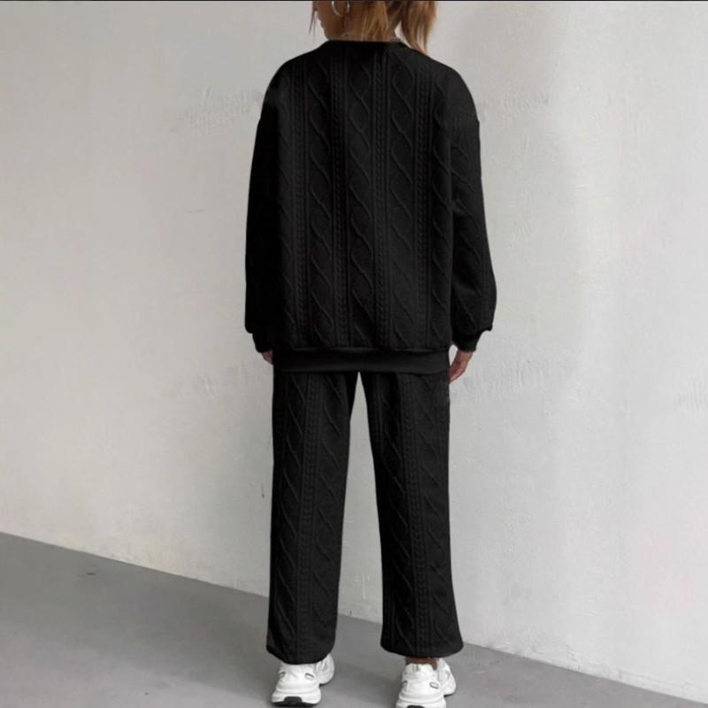 Womens Casual 2-Piece Set Long Sleeve Top Sweatpants Loungewear