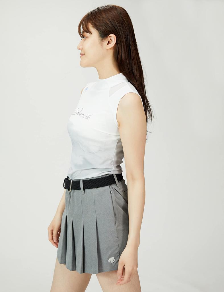 Рубашка для гольфа с коротким рукавом и воротником-стойкой, без рукавов, впитывающая пот, быстросохнущая, с кристаллами, высокого качества, класса люкс DGWTJA02 GY00 S [DESCENTE GOLF] [LUXE