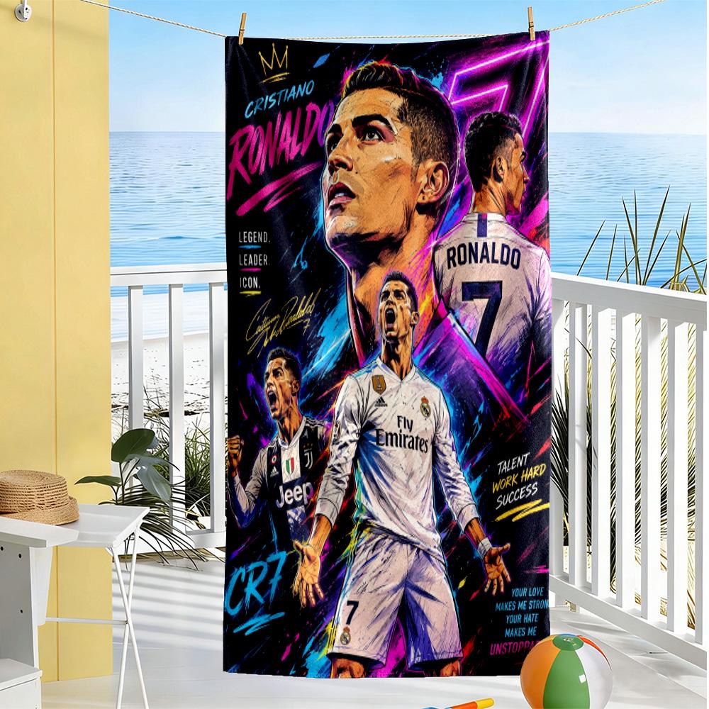 Portugal's Cr7 Crest Beach Towel Soft Durable Quick-Dry Comfortable Lightweight