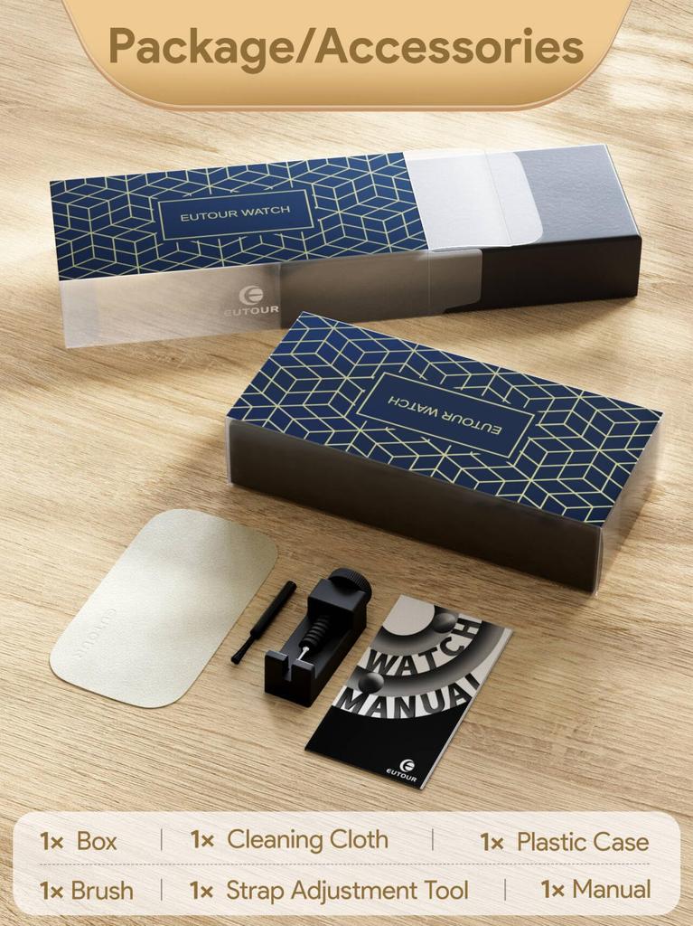 Парные магнитные часы с шарикоподшипником, кварцевые часы, минимализм, повседневные, водонепроницаемые, 40 мм, серебристый циферблат, серебристый браслет из нержавеющей стали [EUTOUR] мужские