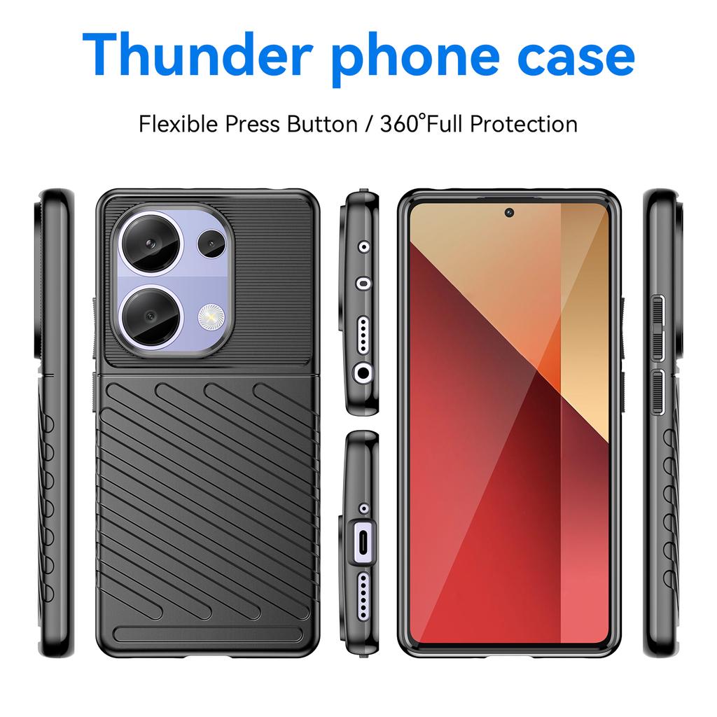 Thunder Series For Xiaomi Redmi Note 13 Pro 4G/Poco M6 Pro 4G TPU Case Twill Texture Phone Back Cover