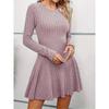 2025 Весна Осень Вязаное платье-свитер с V-образным вырезом и длинными рукавами Элегантное приталенное женское повседневное простое А-силуэта короткое платье Модная однотонная одежда для вечеринок