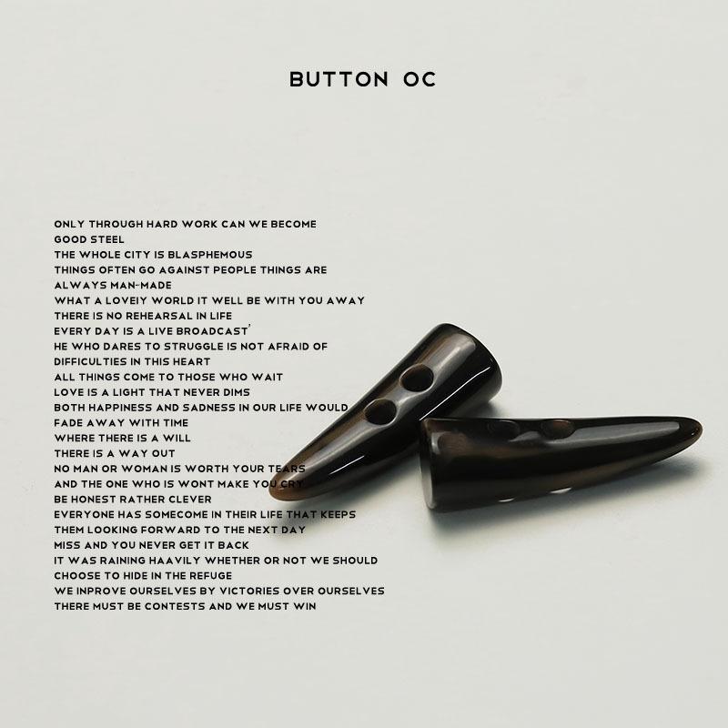 Two-Eyed Horn Tip Resin Button Double-Sided Nylon Trench Coat Single-Headed Tip Coat Suit Decorative Lock Rope Button