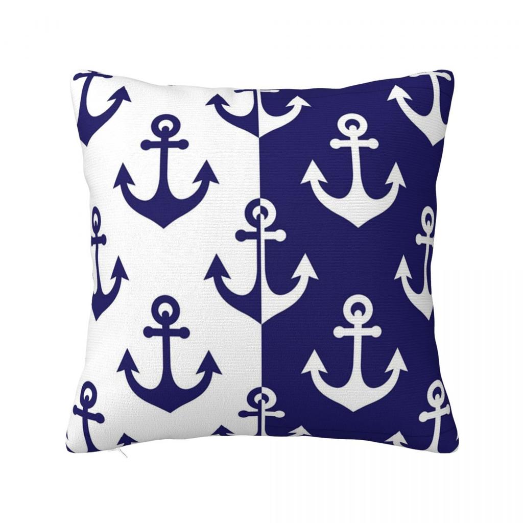 Nautical Red Navy Anchor Square Pillow Cases Cushion Covers Awesome Zippered Decorative Pillowcase for Sofa 45*45cm