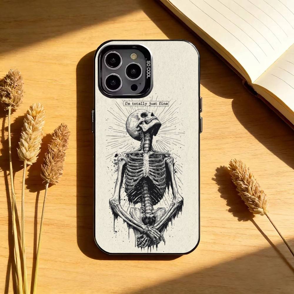 КРУТЫЙ Чехол для телефона S-Skeleton-ON Для iPhone17,16,15,14,13,12,11 Plus,Pro Max Черный Конфетный серебристый чехол для телефона