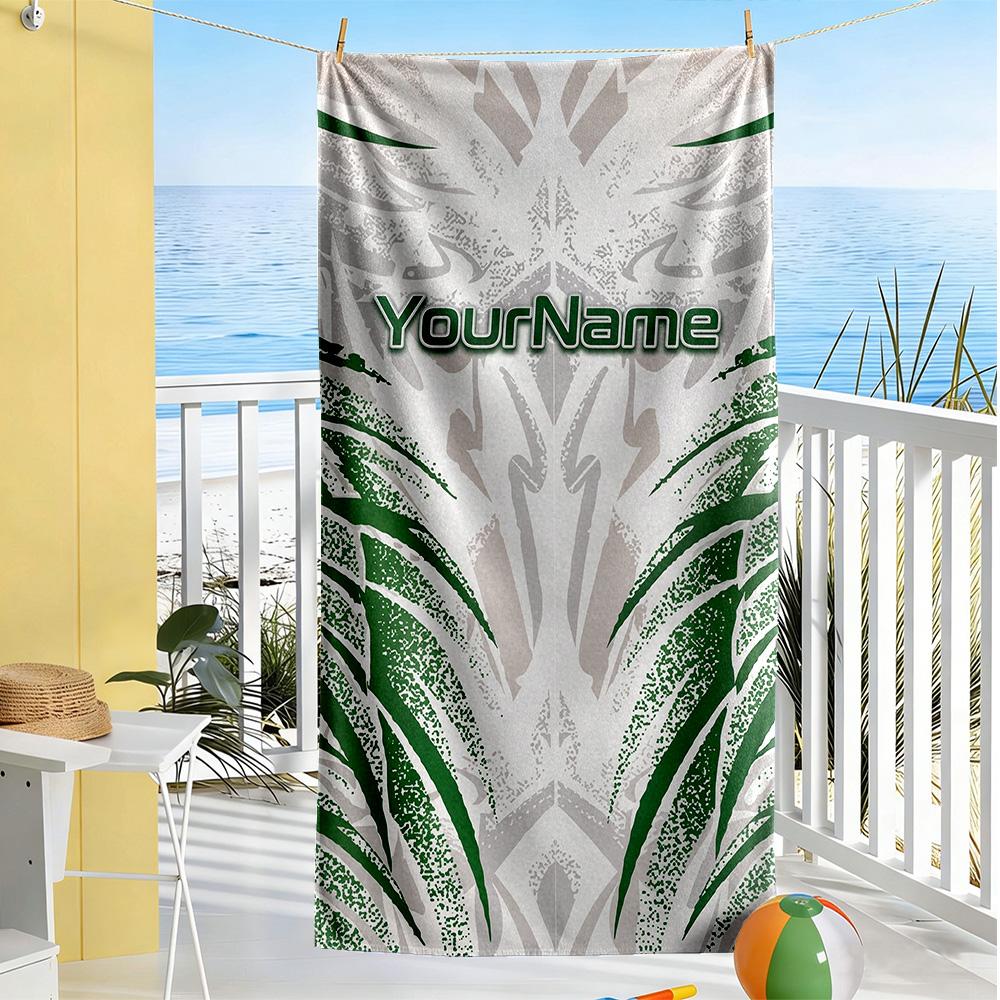 Ethnic Tribal Patterns Personalized Text Beach Towel Quick-Dry Soft Microfiber Perfect for Traveling Yoga Camping and Swimming
