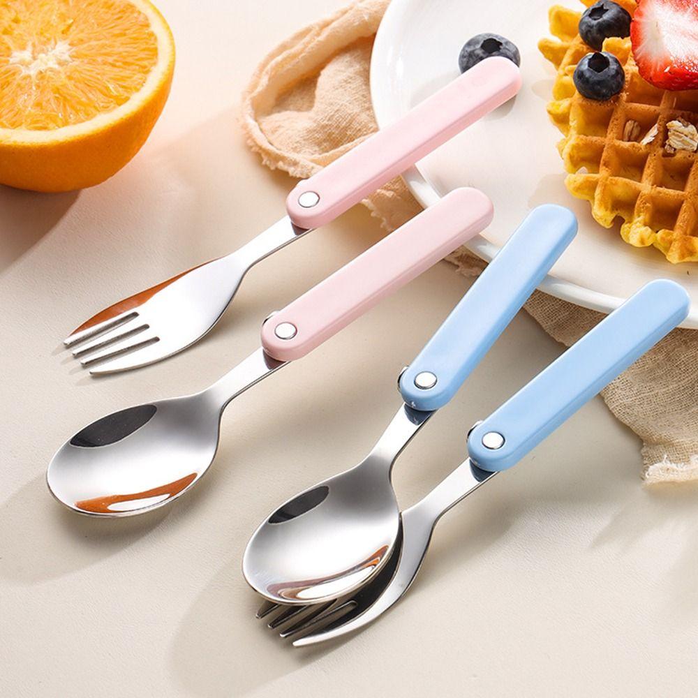 With Storage Box Stainless Steel Cutlery Set Foldable Portable Spoon Fork Outdoor Picnic