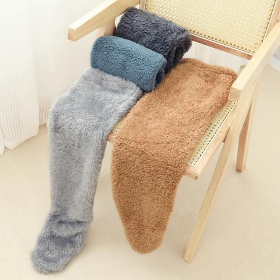 Пушистые чулки до бедра, пушистые гетры, утолщенные плюшевые чулки выше колена с отверстиями для подошвы для зимнего домашнего отдыха, сна