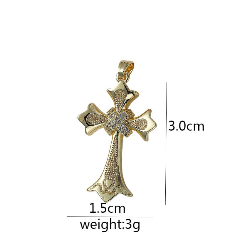 Подвеска из микроциркония с медной инкрустацией, крест, сохраняющий цвет, аксессуары для ожерелья из меди с позолотой.