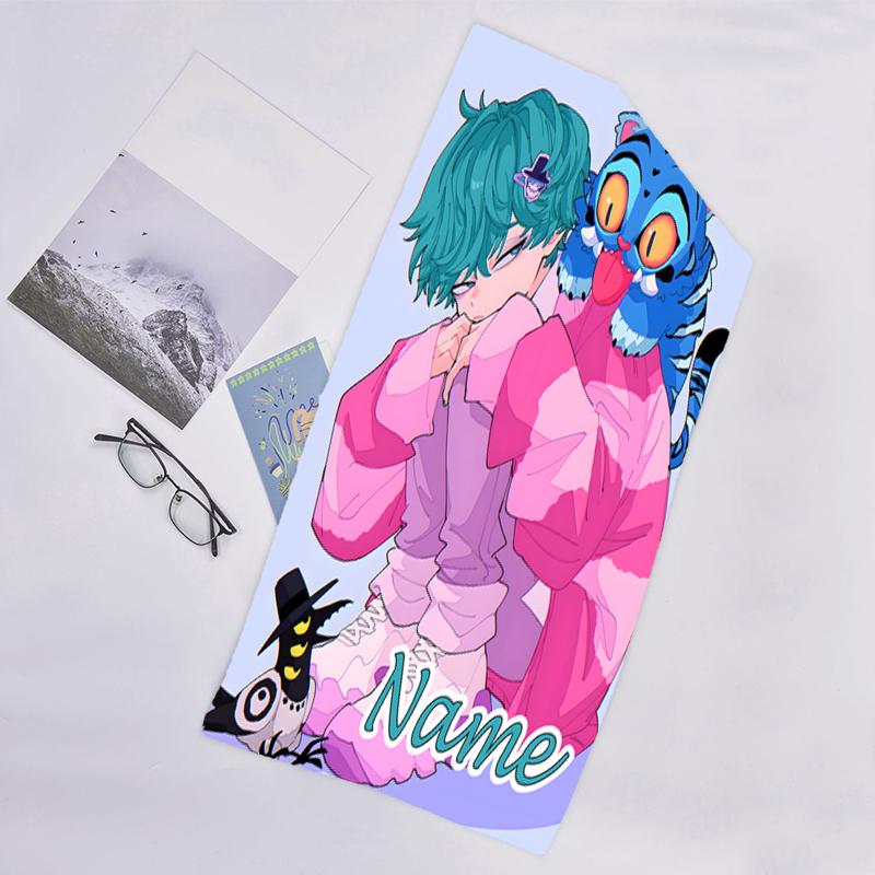 1pc KPop Demon Hunters26 Beach Towel with Custom Name, Beach/Swimming/Bath/Picnic/Camping Towel, Suitable for Seaside Beaches