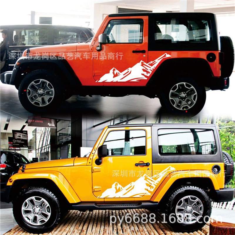 Наклейка на боковую юбку Jeep Wrangler SUV с графикой «Снежная гора» D-851